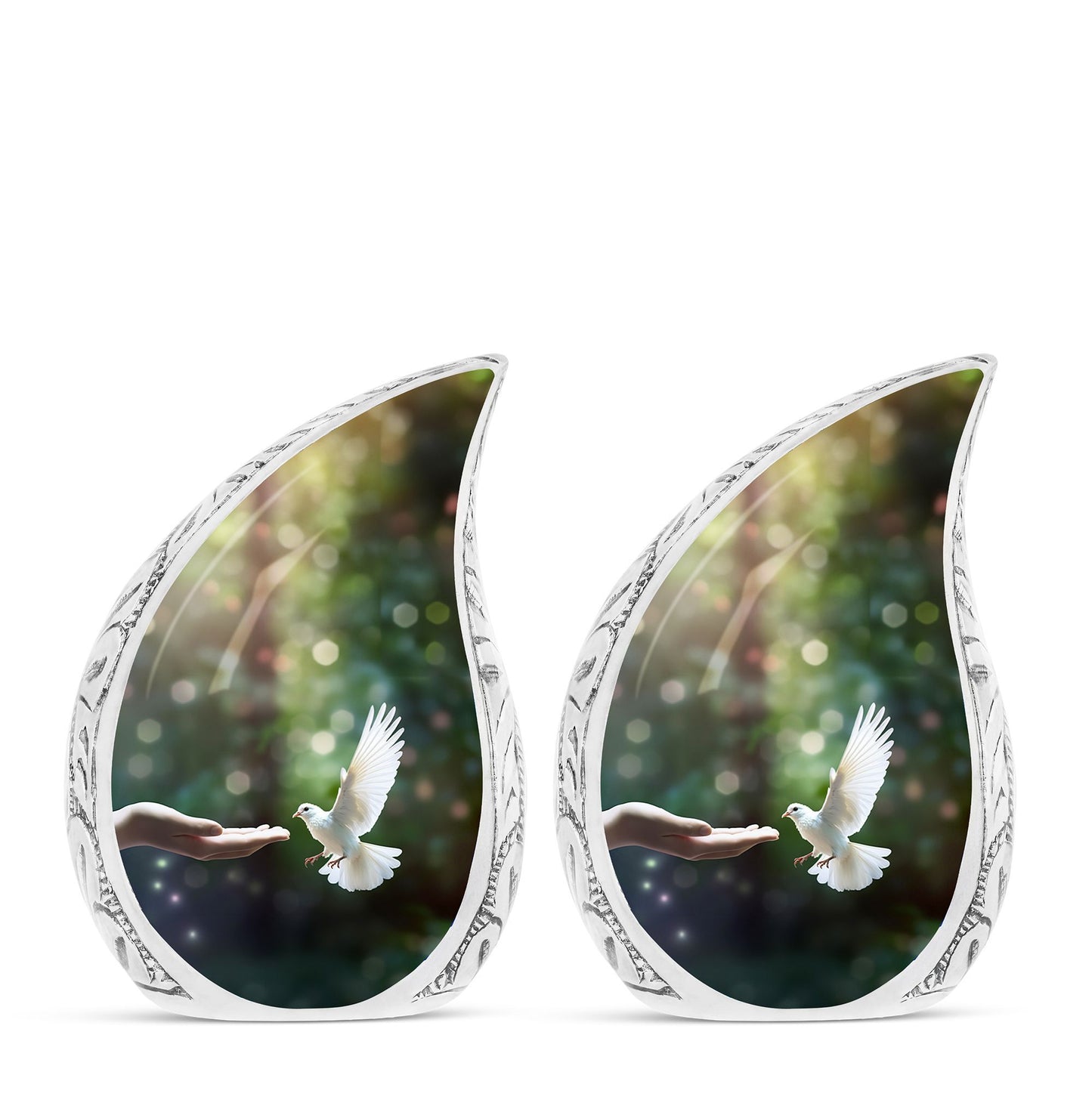 Dove Memorial Urn, Large Aluminium Cremation Urn 