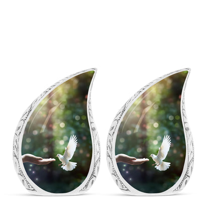 Dove Memorial Urn, Large Aluminium Cremation Urn 