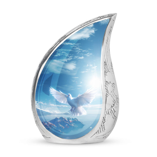 Dove urn for human ashes, classic design, 3-inch burial urn.