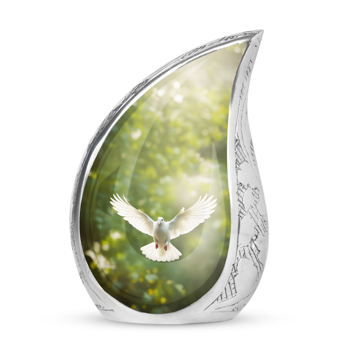 Large Dove Cremation Urn, Classically designed Aluminum urn.