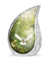 Large Dove Cremation Urn, Classically designed Aluminum urn.