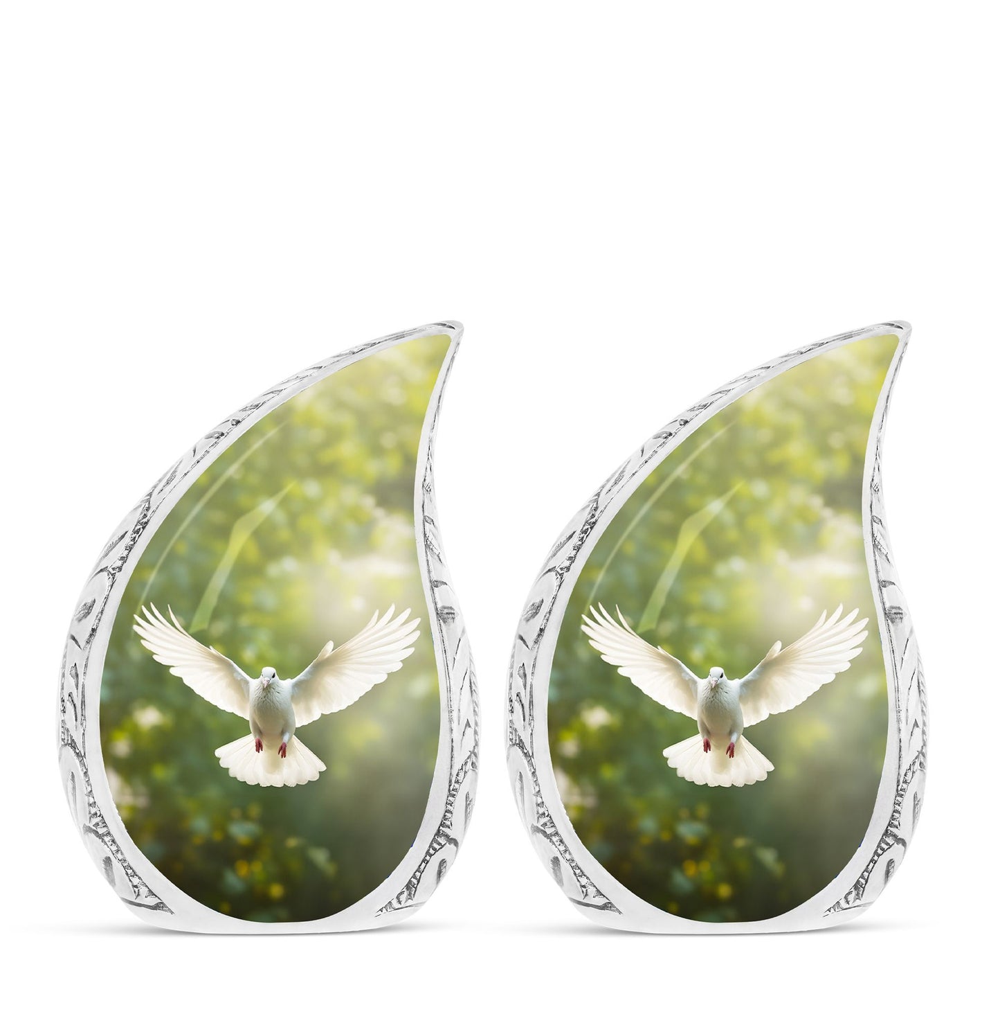 Large Dove Cremation Urn, Classically designed Aluminum urn.