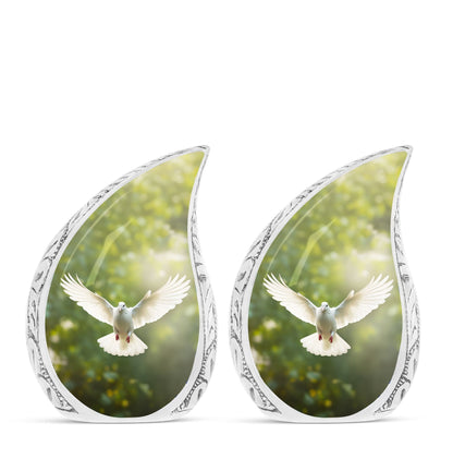 Large Dove Cremation Urn, Classically designed Aluminum urn.