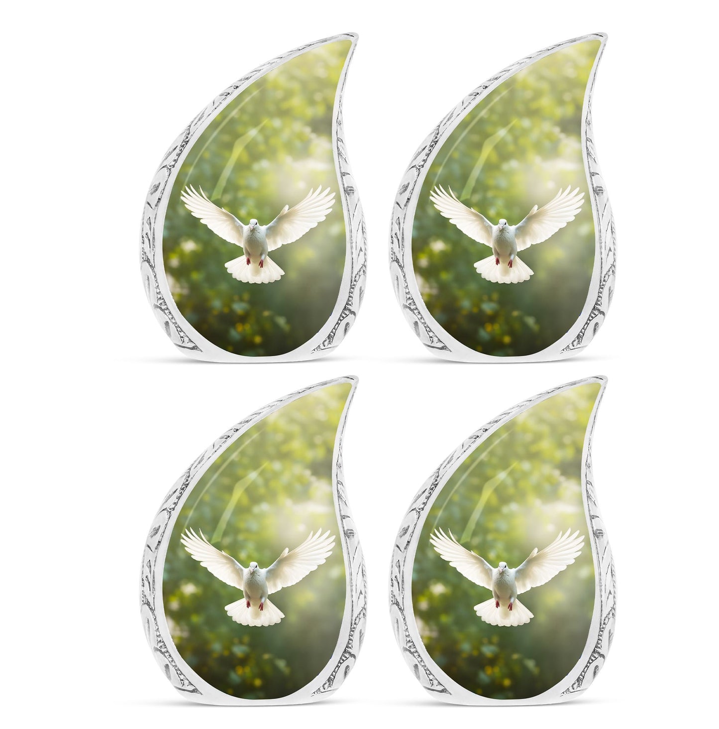 Large Dove Cremation Urn, Classically designed Aluminum urn.