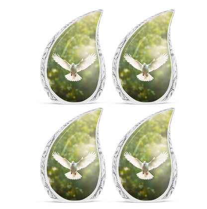 Large Dove Cremation Urn, Classically designed Aluminum urn.