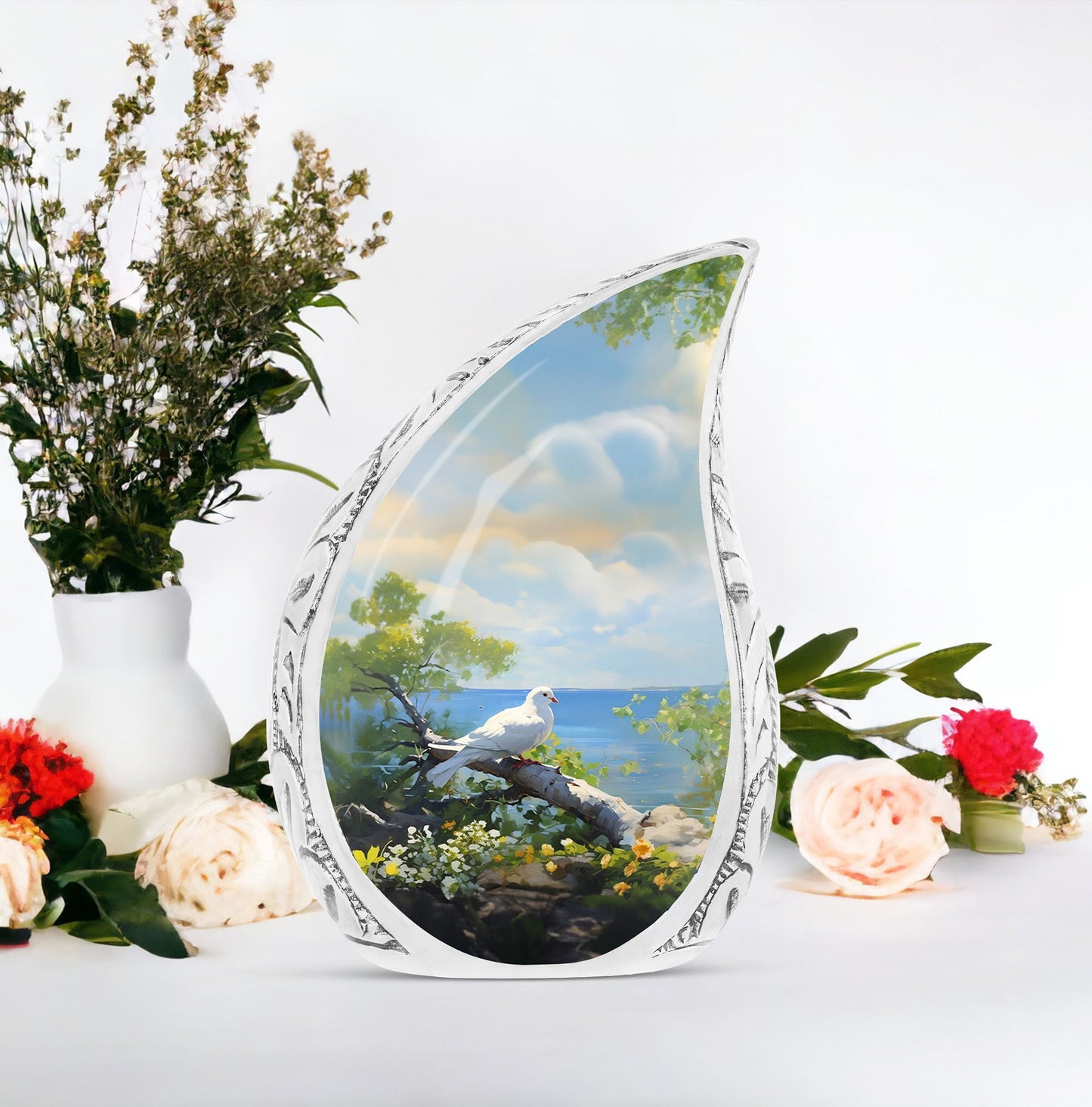 Large Dove Memorial Urn with classic design.