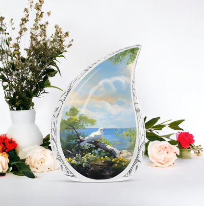 Large Dove Memorial Urn with classic design.