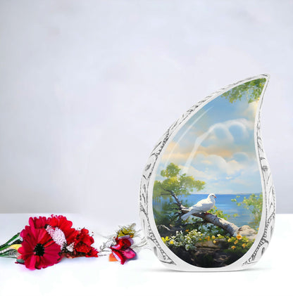 Large Dove Memorial Urn with classic design.