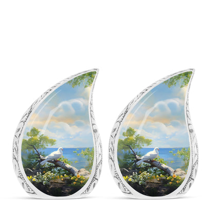Large Dove Memorial Urn with classic design.