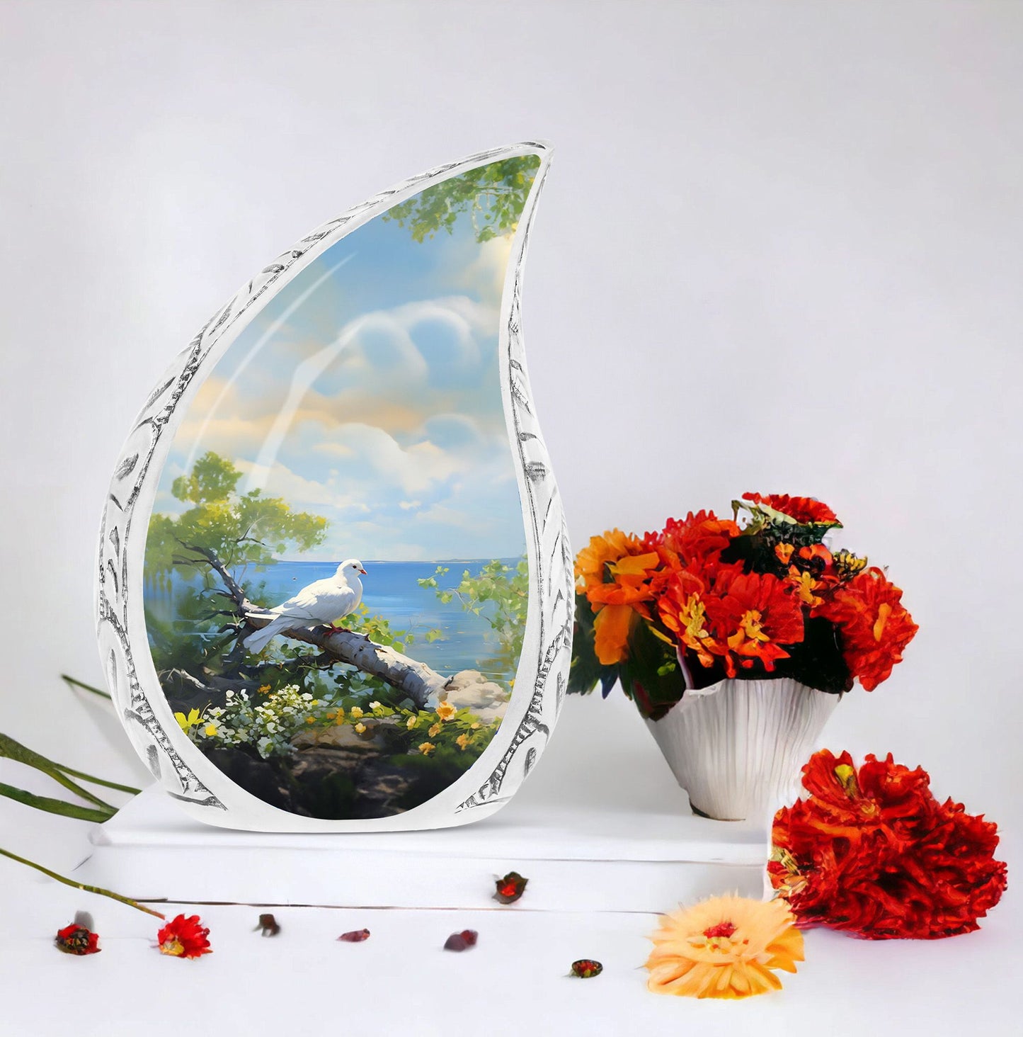 Large Dove Memorial Urn with classic design.