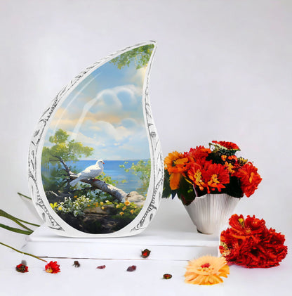Large Dove Memorial Urn with classic design.