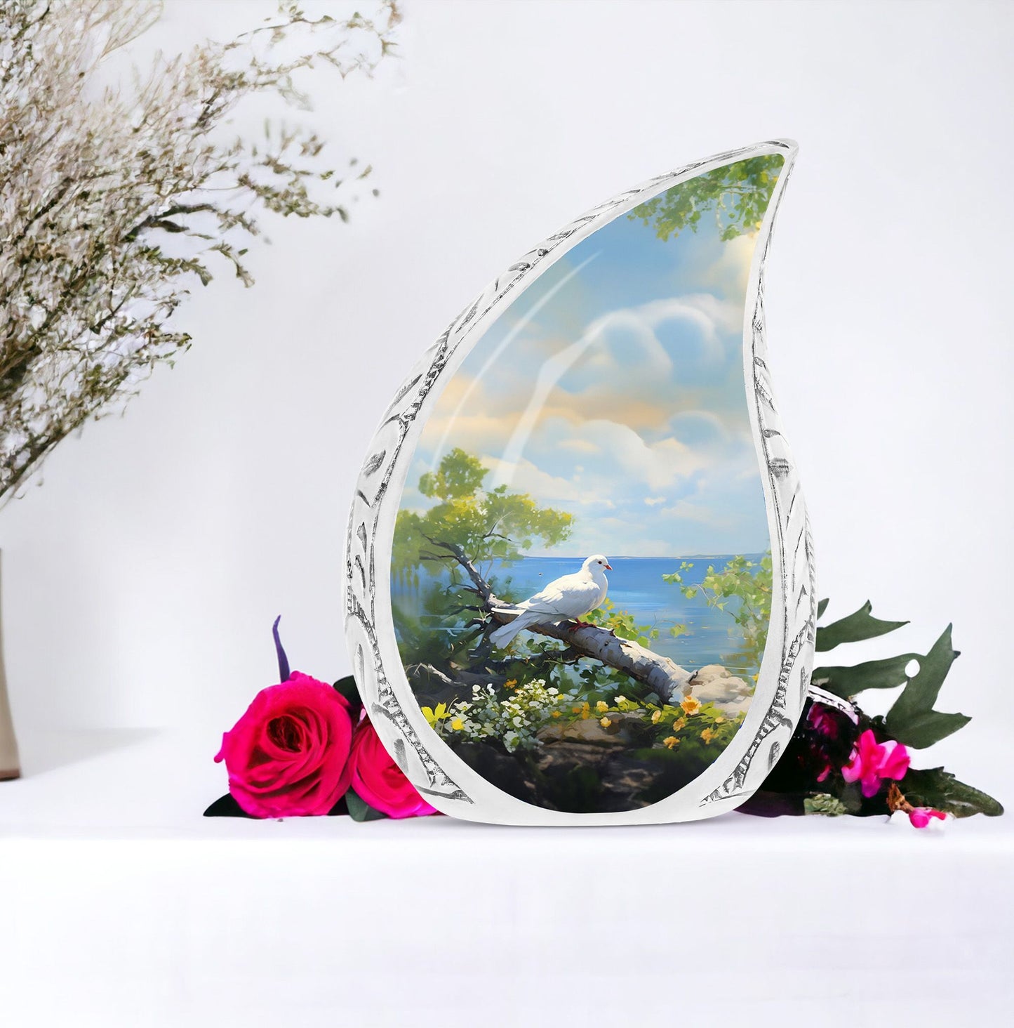 Large Dove Memorial Urn with classic design.