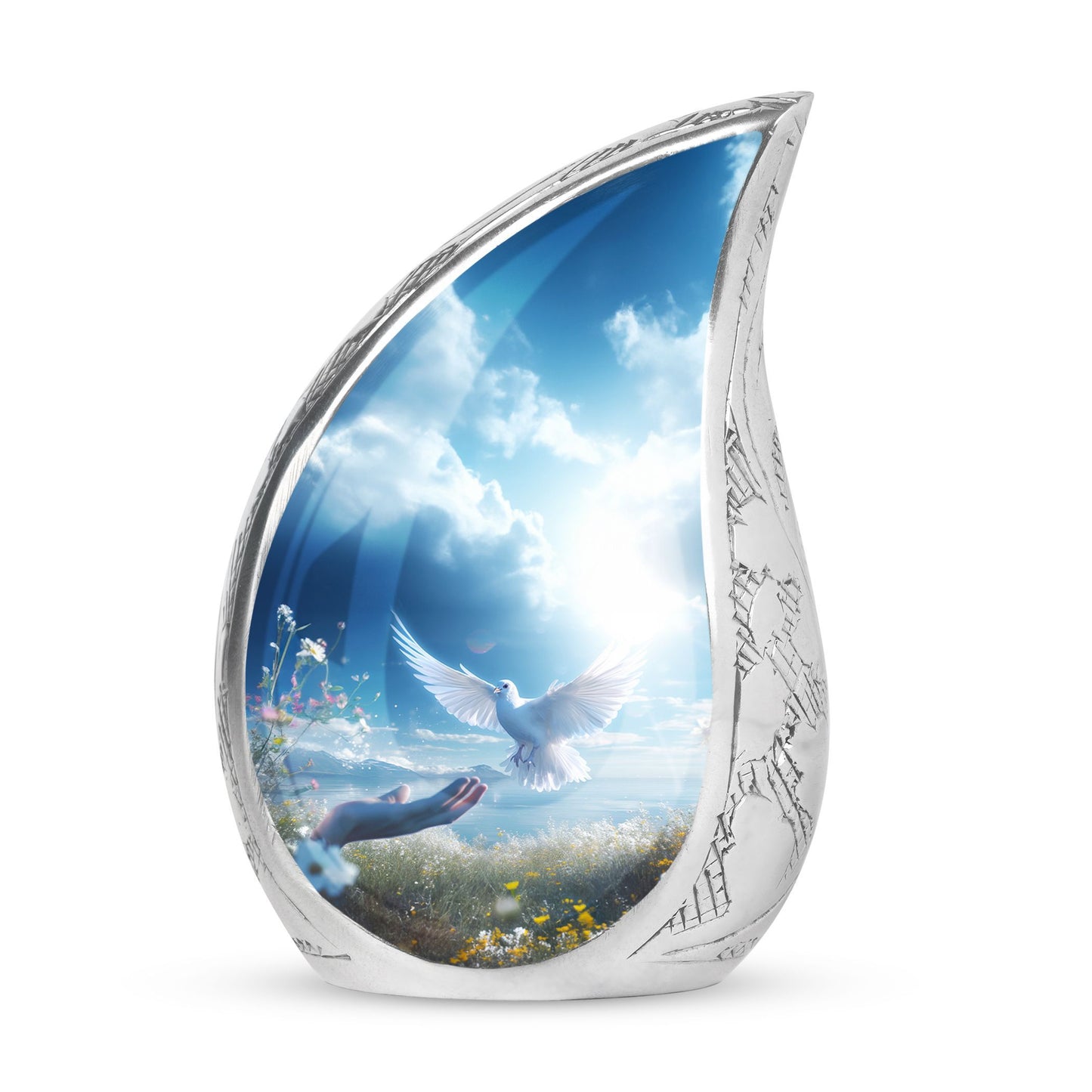 Classic Dove Cremation Urn for Human Ashes in Aluminum
