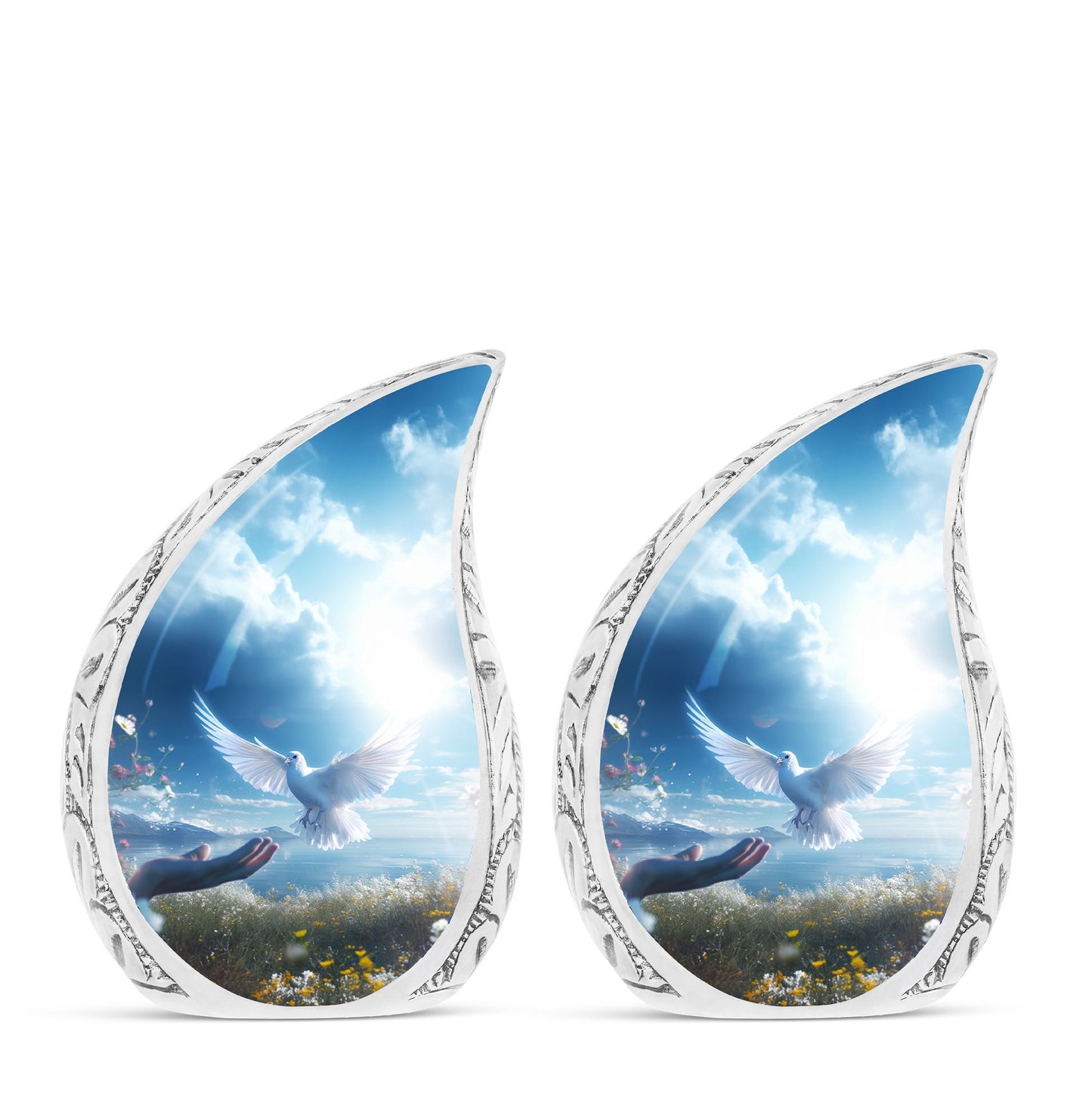 Classic Dove Cremation Urn for Human Ashes in Aluminum