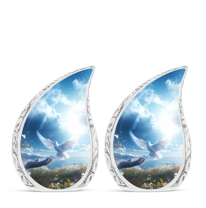 Classic Dove Cremation Urn for Human Ashes in Aluminum