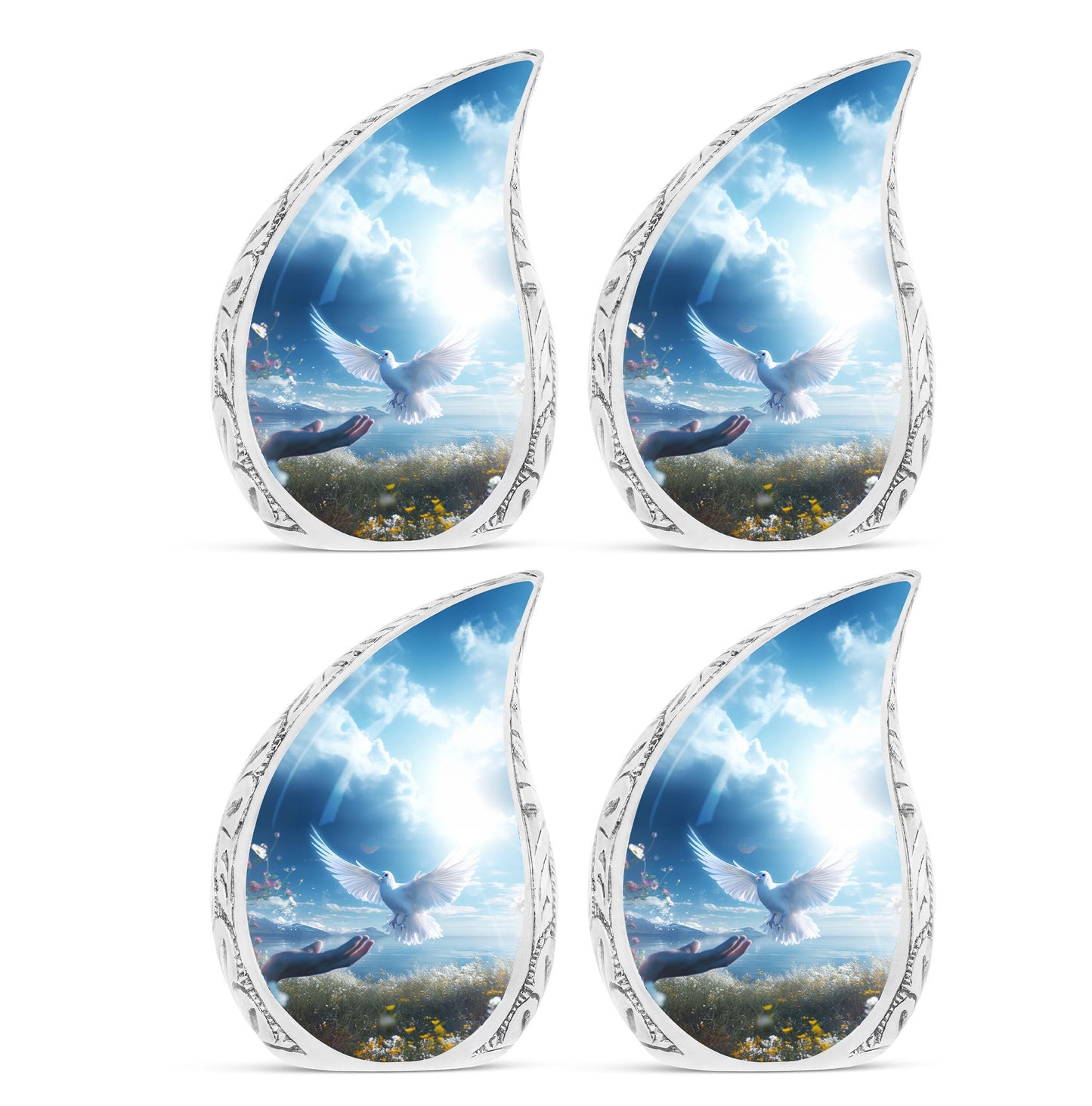 Classic Dove Cremation Urn for Human Ashes in Aluminum
