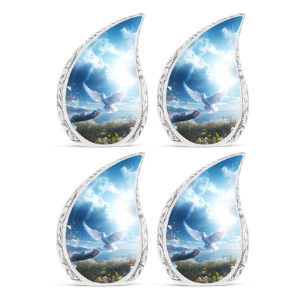 Classic Dove Cremation Urn for Human Ashes in Aluminum
