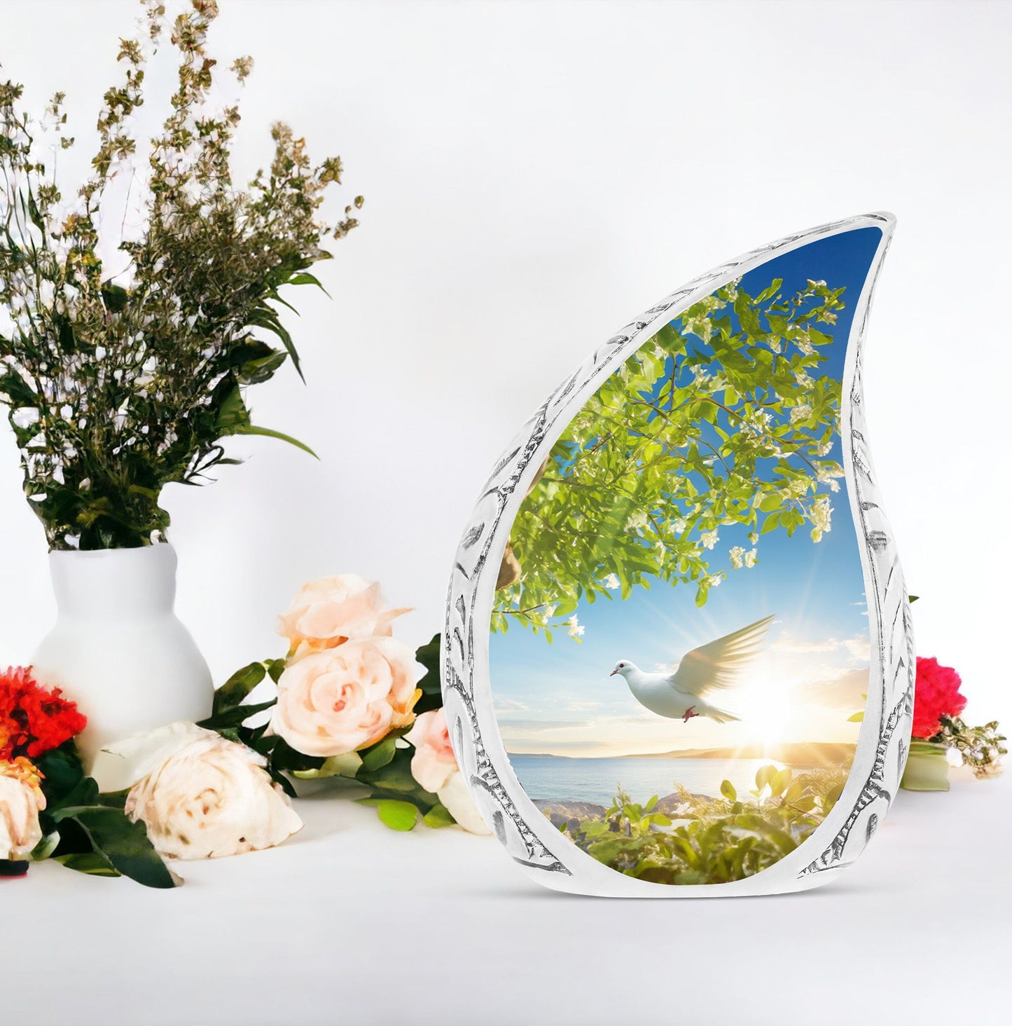 Classic Dove Urn for Ashes, 3-inch Aluminium Large Urn
