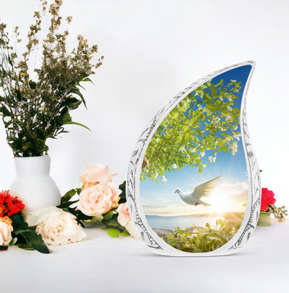 Classic Dove Urn for Ashes, 3-inch Aluminium Large Urn