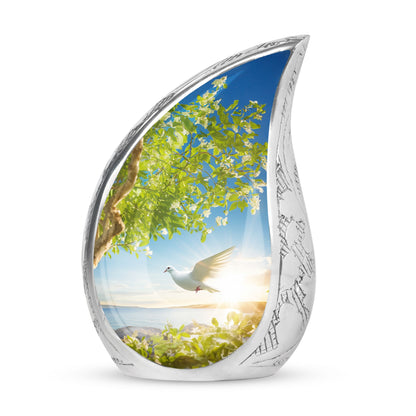 Classic Dove Urn for Ashes, 3-inch Aluminium Large Urn