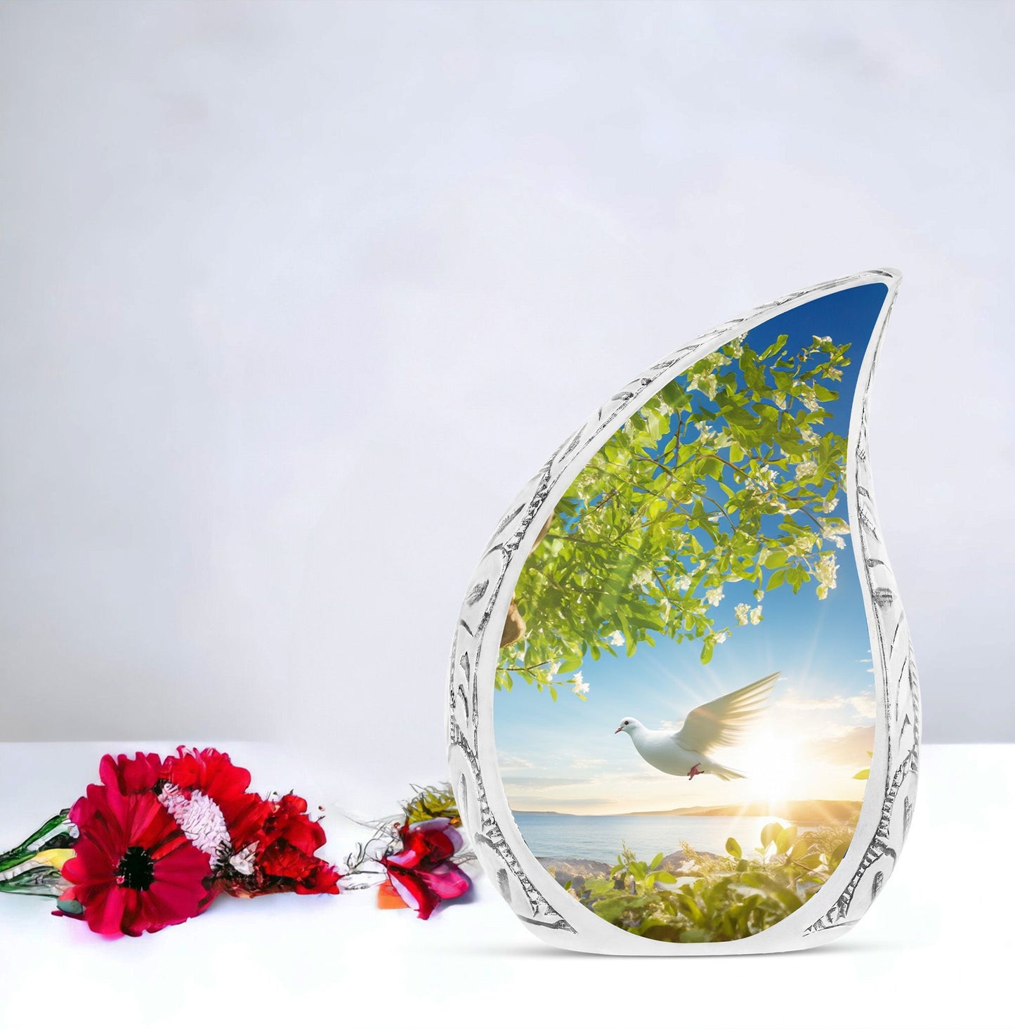 Classic Dove Urn for Ashes, 3-inch Aluminium Large Urn