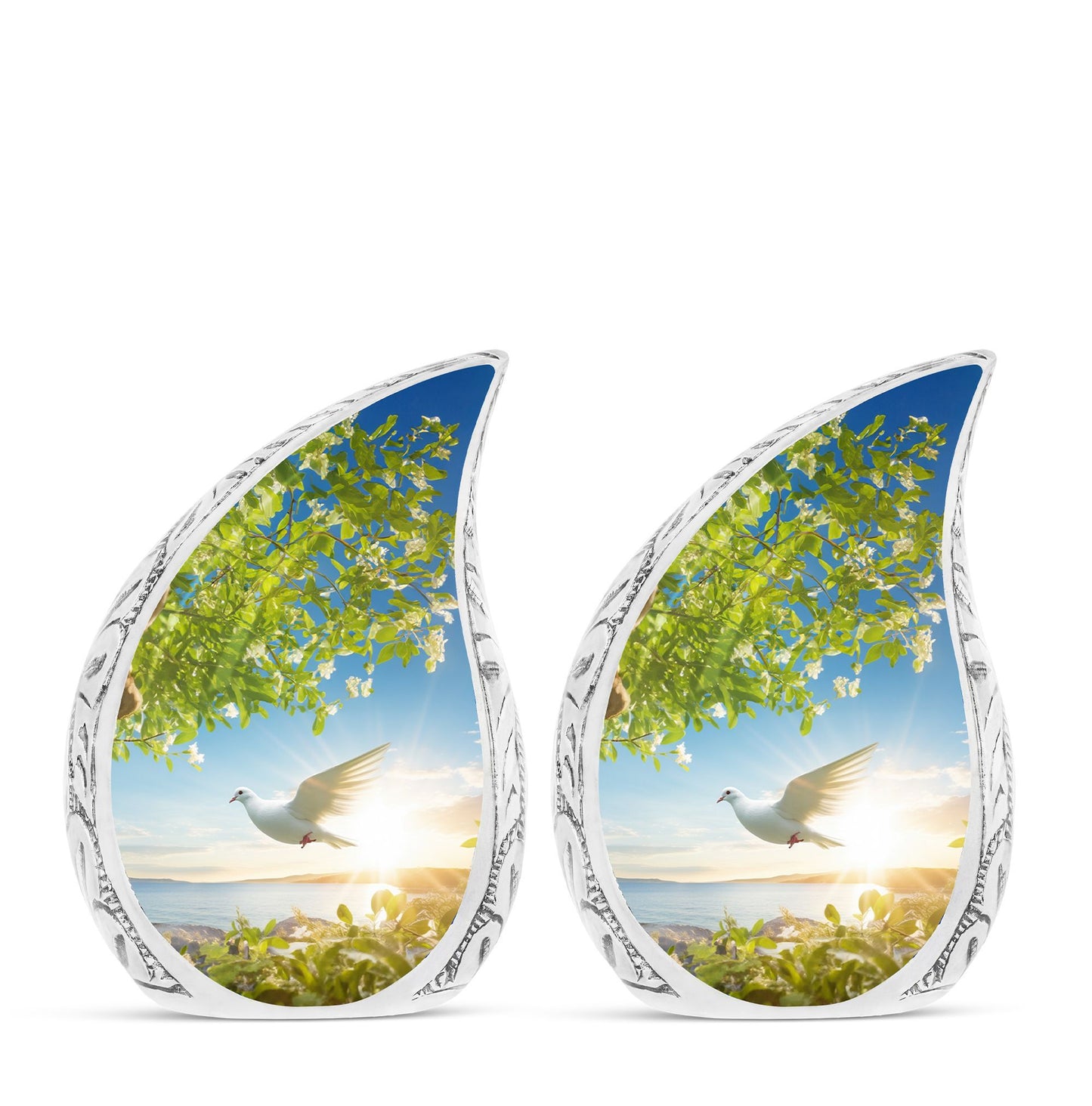 Classic Dove Urn for Ashes, 3-inch Aluminium Large Urn