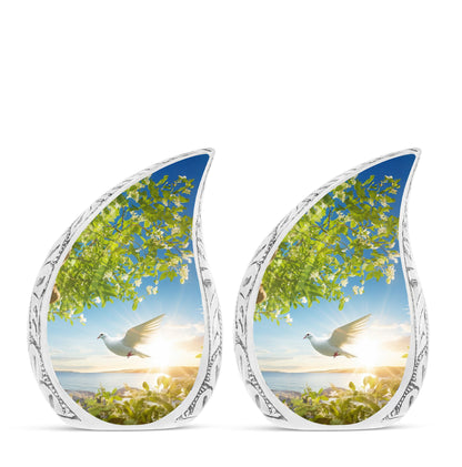 Classic Dove Urn for Ashes, 3-inch Aluminium Large Urn