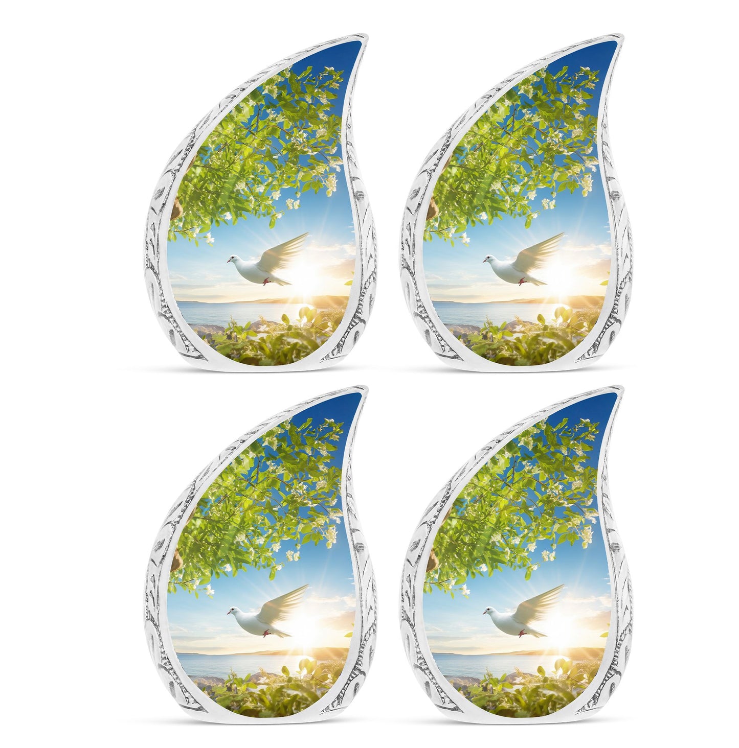Classic Dove Urn for Ashes, 3-inch Aluminium Large Urn