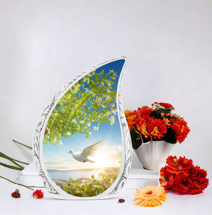 Classic Dove Urn for Ashes, 3-inch Aluminium Large Urn