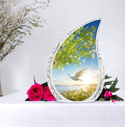 Classic Dove Urn for Ashes, 3-inch Aluminium Large Urn