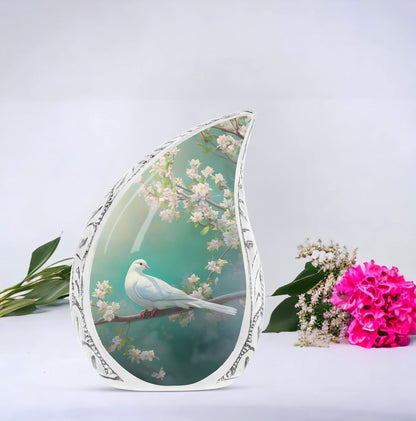 Dove Memorial Urn in Classic Design, Personalized.