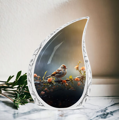 Classic red sparrow urn, decorative urn for mom's ashes.