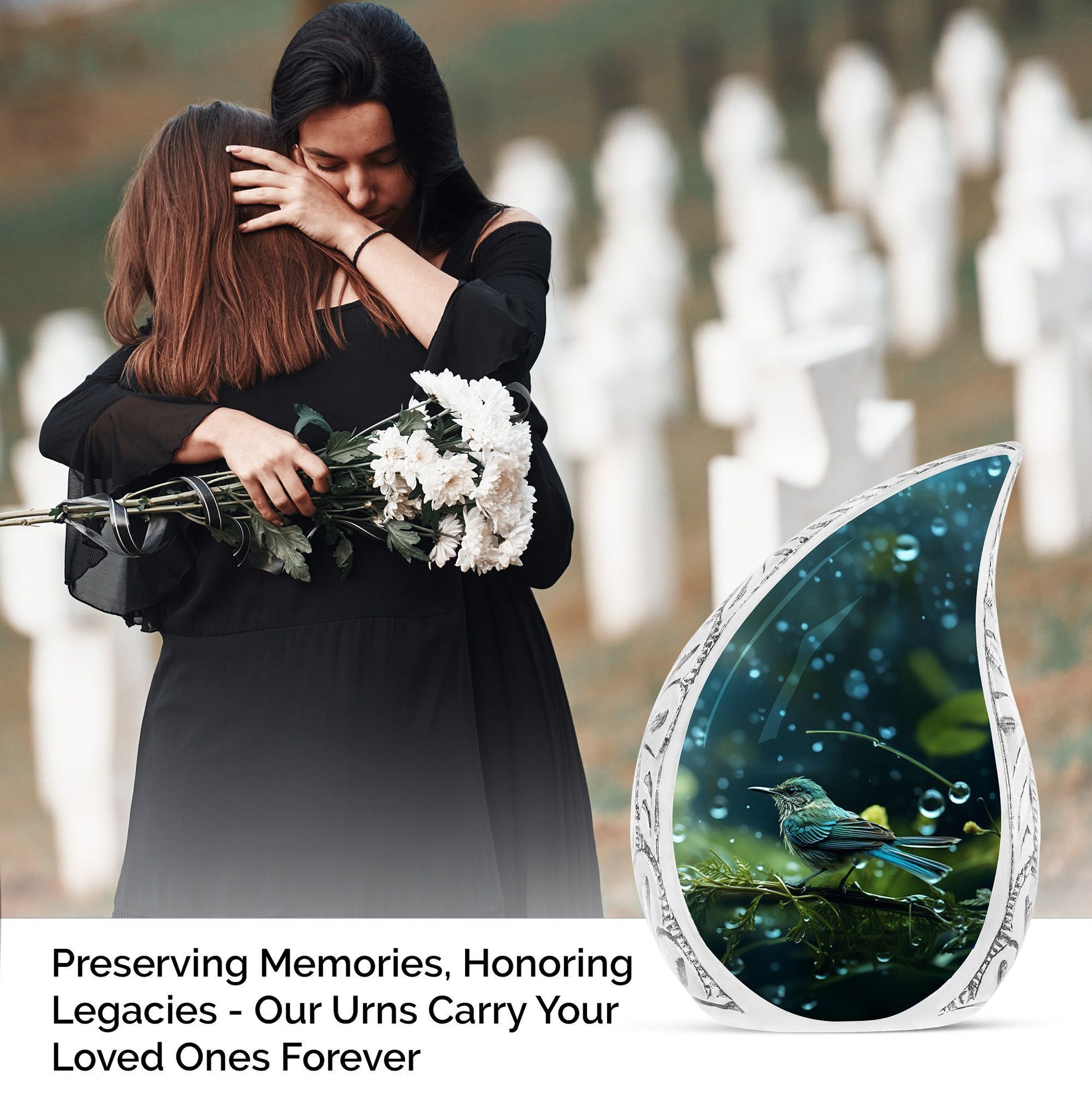 Classic Green Sparrow Cremation Urn for Mother.