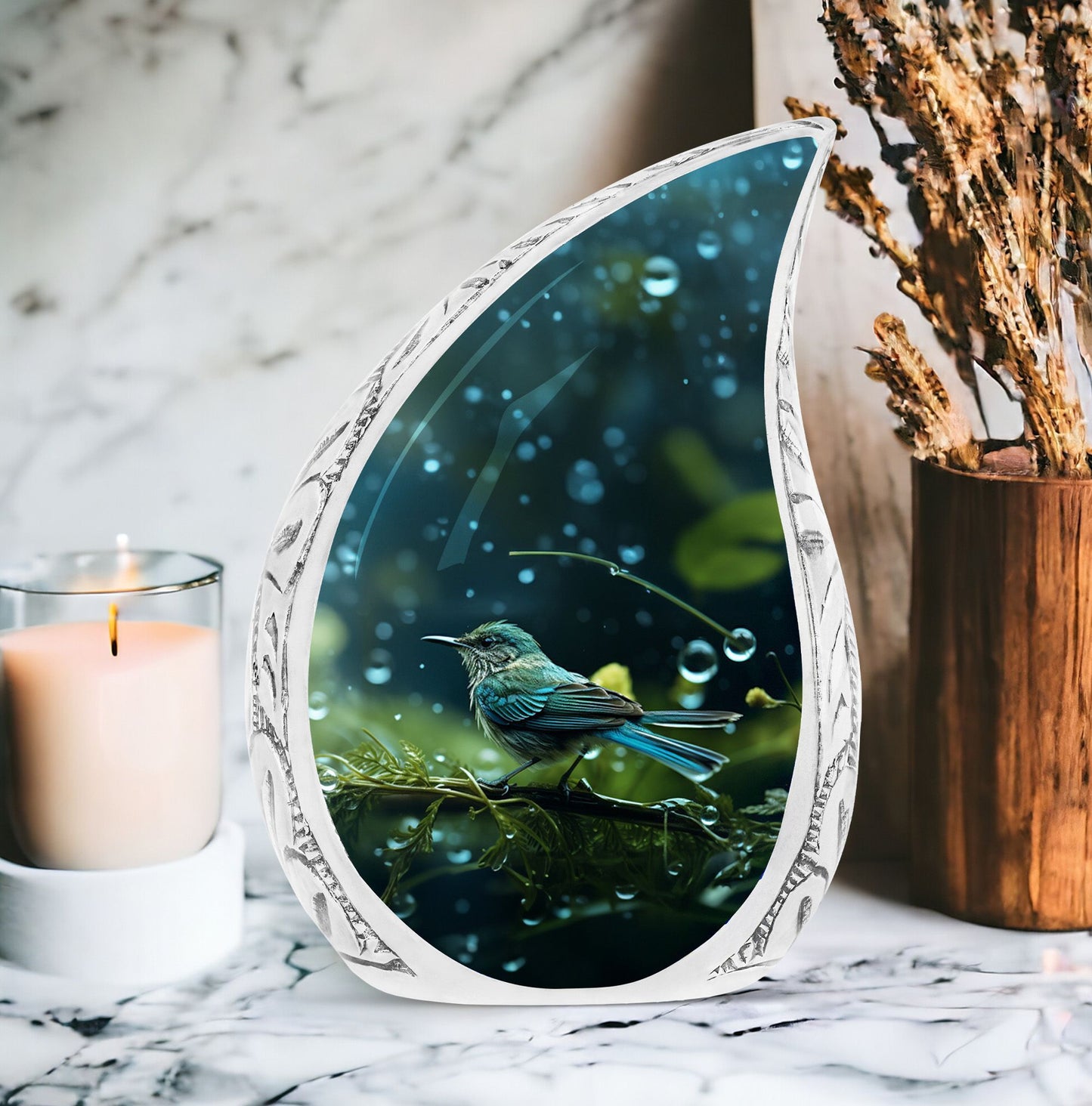 Classic Green Sparrow Cremation Urn for Mother.