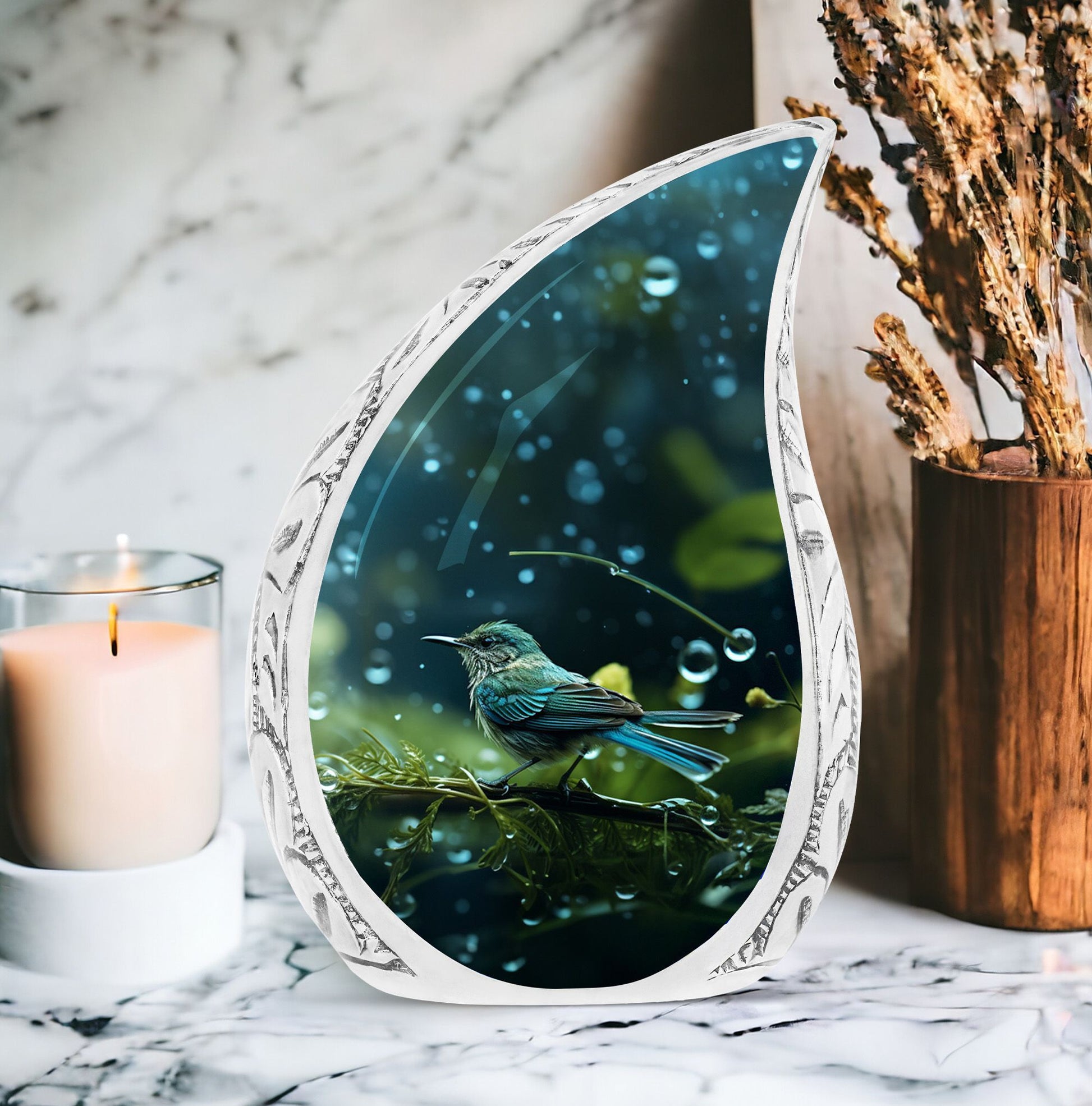 Classic Green Sparrow Cremation Urn for Mother.