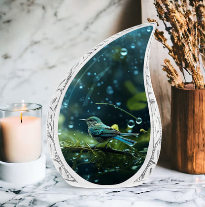 Classic Green Sparrow Cremation Urn for Mother.