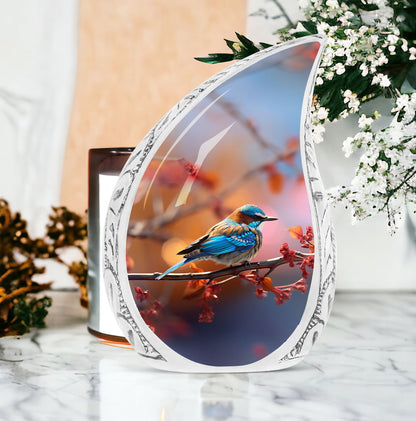 Blue Sparrow Memorial Urn For Storing Cremated Ashes