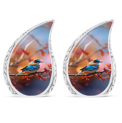 Blue Sparrow Memorial Urn For Storing Cremated Ashes