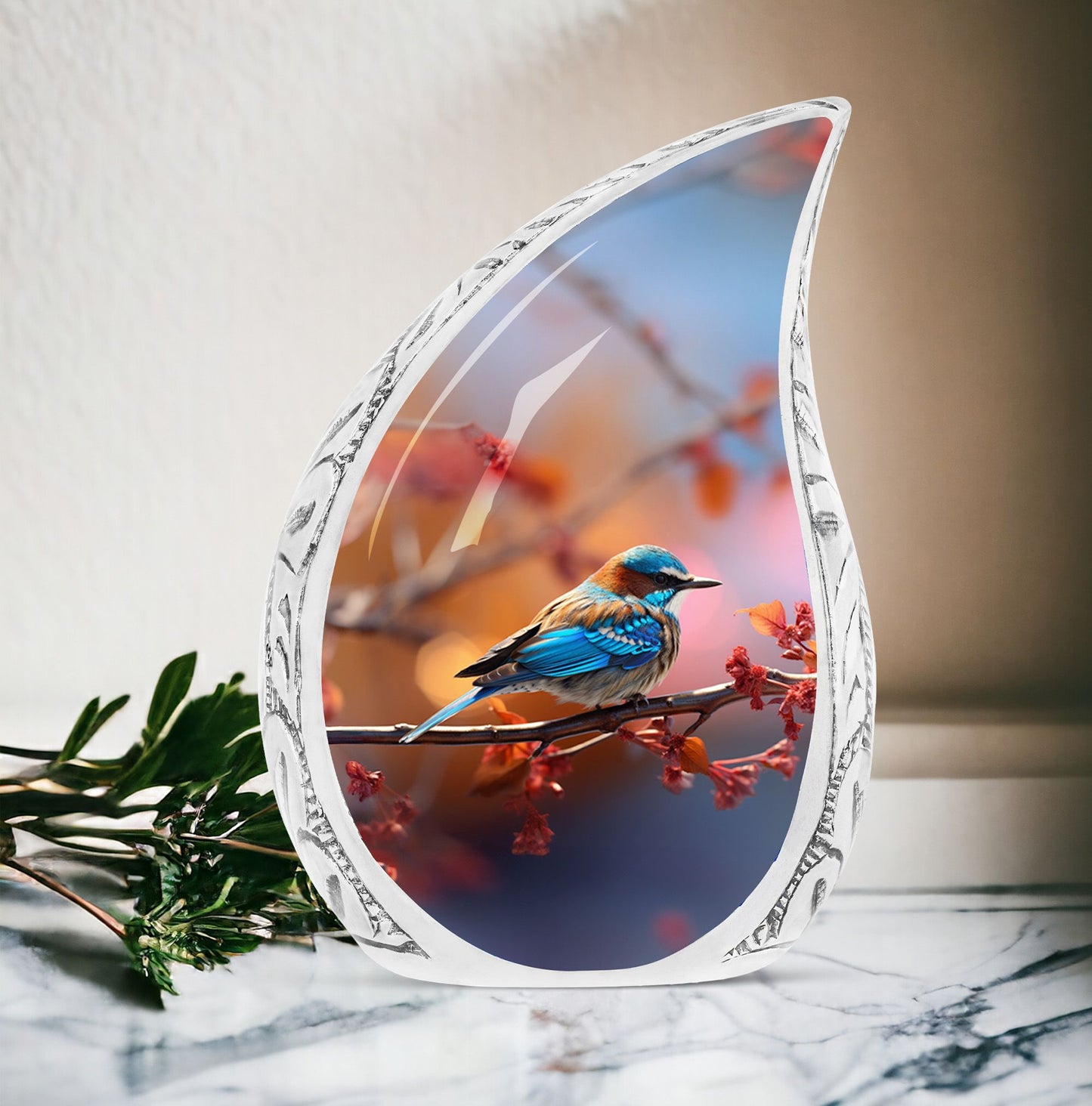 Blue Sparrow Memorial Urn For Storing Cremated Ashes