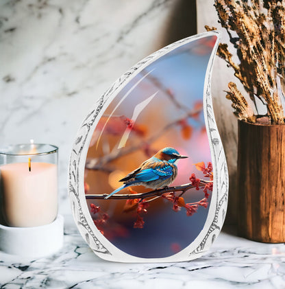Blue Sparrow Memorial Urn For Storing Cremated Ashes