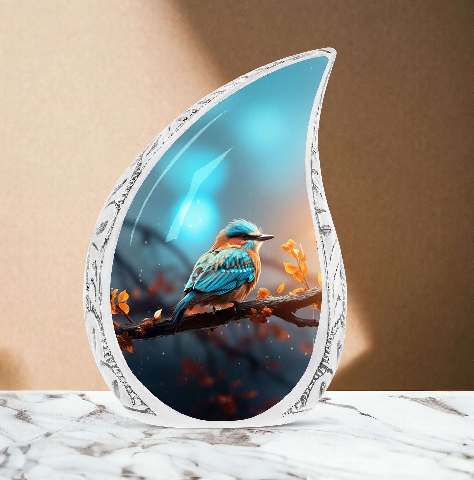 colorful Sparrow urn for ashes.