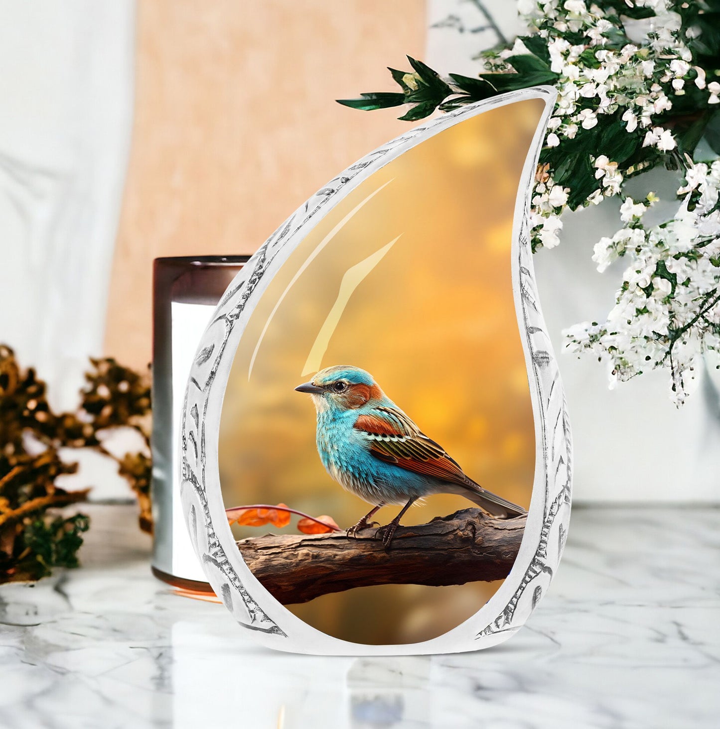 Colorful Sparrow Cremation Urn, a 10 inches classic Urn