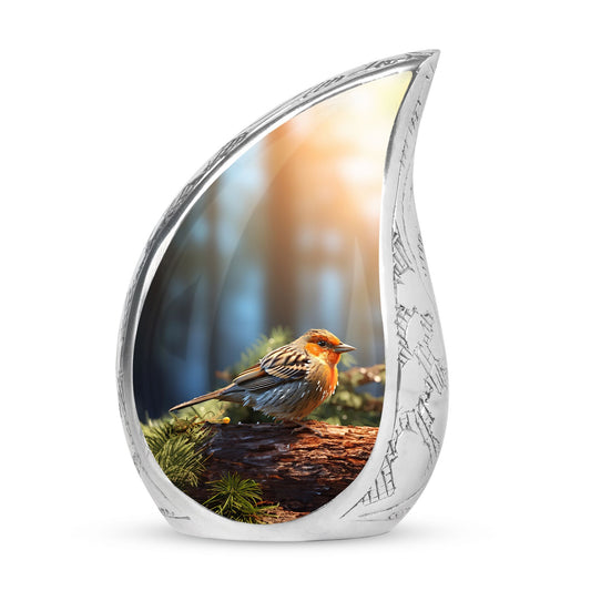3-inch Puffy Sparrow Memorial Urn, classic design.