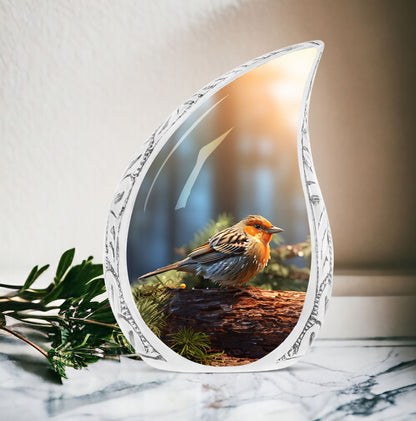 3-inch Puffy Sparrow Memorial Urn, classic design.