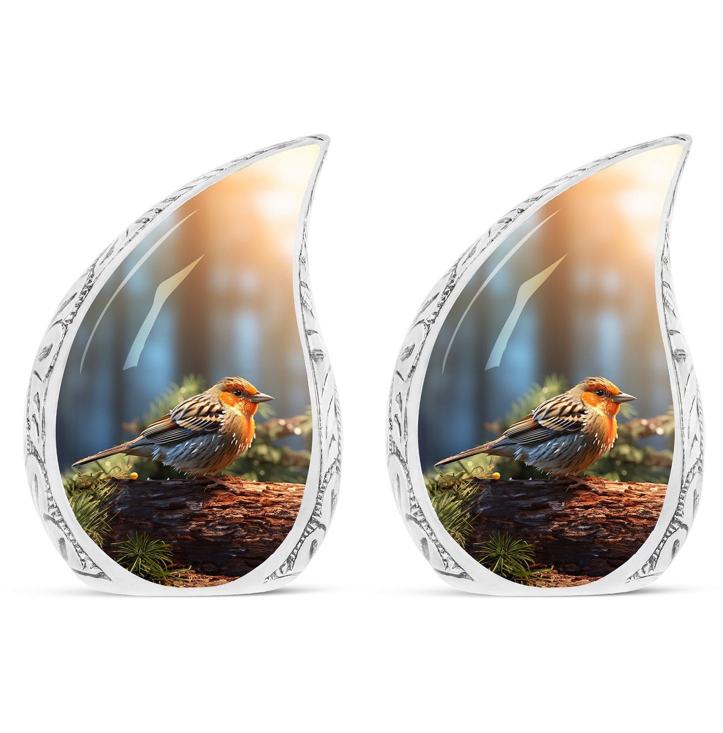 3-inch Puffy Sparrow Memorial Urn, classic design.