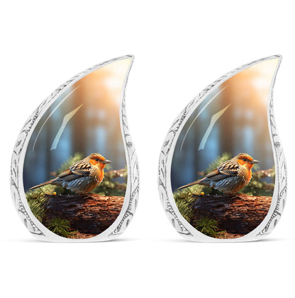 3-inch Puffy Sparrow Memorial Urn, classic design.