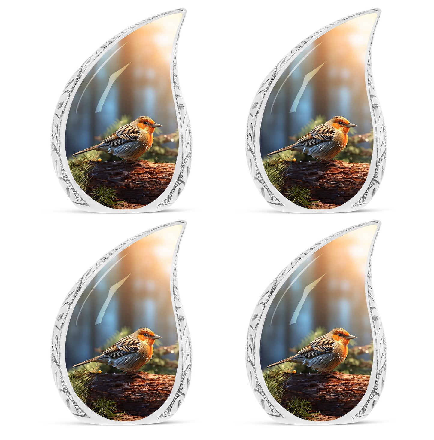 3-inch Puffy Sparrow Memorial Urn, classic design.