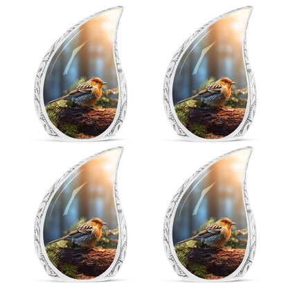 3-inch Puffy Sparrow Memorial Urn, classic design.