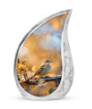 aluminium Sparrow Cremation Urn, includes velvet pouch