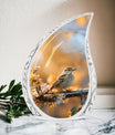 aluminium Sparrow Cremation Urn, includes velvet pouch